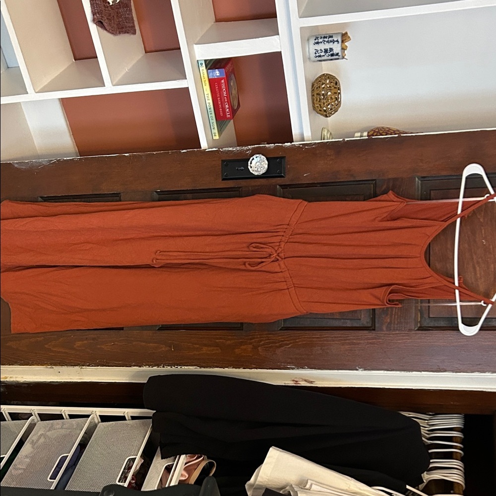 Rust Orange Sleeveless Maxi Dress